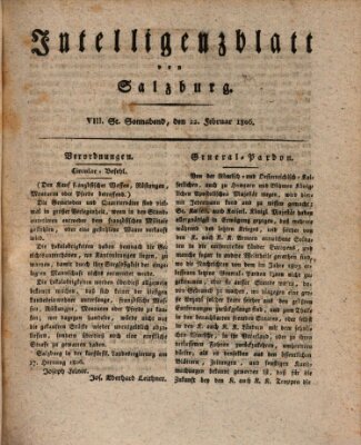 Intelligenzblatt von Salzburg (Salzburger Intelligenzblatt) Samstag 22. Februar 1806