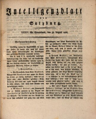 Intelligenzblatt von Salzburg (Salzburger Intelligenzblatt) Samstag 30. August 1806
