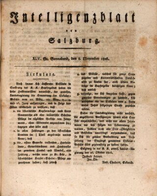 Intelligenzblatt von Salzburg (Salzburger Intelligenzblatt) Samstag 8. November 1806