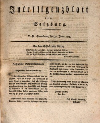 Intelligenzblatt von Salzburg (Salzburger Intelligenzblatt) Samstag 31. Januar 1807