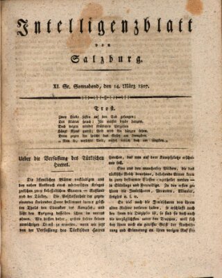 Intelligenzblatt von Salzburg (Salzburger Intelligenzblatt) Samstag 14. März 1807