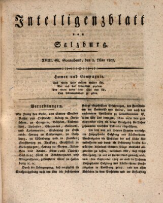 Intelligenzblatt von Salzburg (Salzburger Intelligenzblatt) Samstag 2. Mai 1807