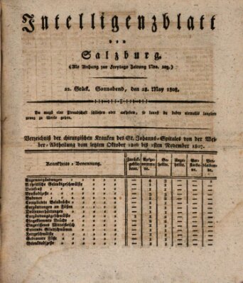 Intelligenzblatt von Salzburg (Salzburger Intelligenzblatt) Samstag 28. Mai 1808