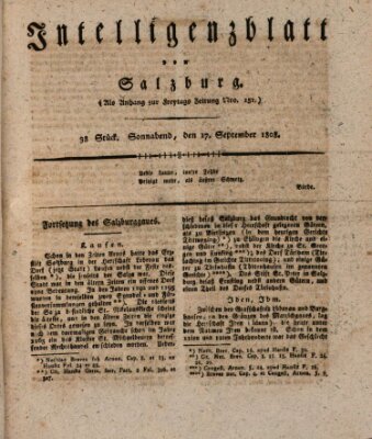 Intelligenzblatt von Salzburg (Salzburger Intelligenzblatt) Samstag 17. September 1808