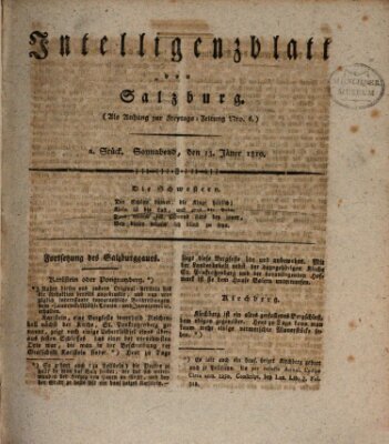 Intelligenzblatt von Salzburg (Salzburger Intelligenzblatt) Samstag 13. Januar 1810