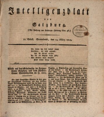 Intelligenzblatt von Salzburg (Salzburger Intelligenzblatt) Samstag 24. März 1810
