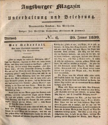 Augsburger Magazin für Unterhaltung und Belehrung (Neue Augsburger Zeitung) Mittwoch 20. Januar 1830