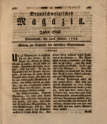 Braunschweigisches Magazin (Braunschweigische Anzeigen) Samstag 14. Juni 1788