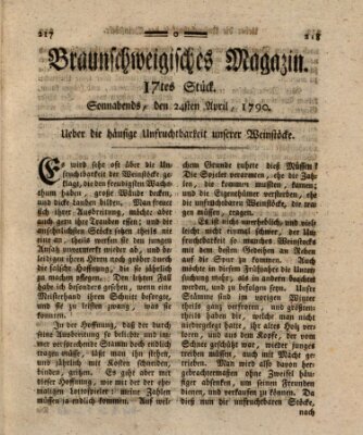 Braunschweigisches Magazin (Braunschweigische Anzeigen) Samstag 24. April 1790