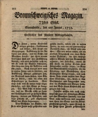 Braunschweigisches Magazin (Braunschweigische Anzeigen) Samstag 9. Juni 1792