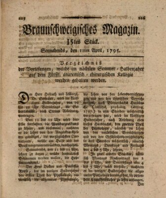 Braunschweigisches Magazin (Braunschweigische Anzeigen) Samstag 11. April 1795
