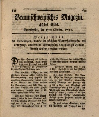 Braunschweigisches Magazin (Braunschweigische Anzeigen) Samstag 17. Oktober 1795