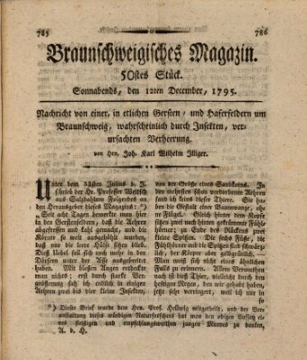 Braunschweigisches Magazin (Braunschweigische Anzeigen) Samstag 12. Dezember 1795