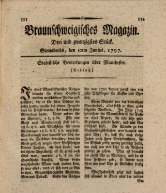 Braunschweigisches Magazin (Braunschweigische Anzeigen) Samstag 10. Juni 1797