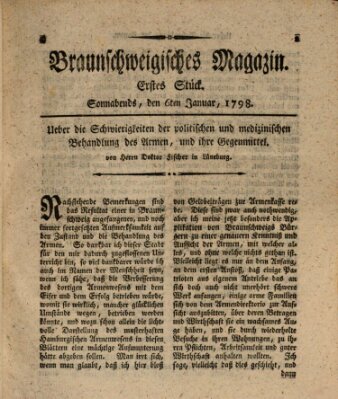 Braunschweigisches Magazin (Braunschweigische Anzeigen) Samstag 6. Januar 1798