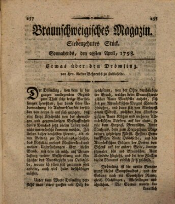 Braunschweigisches Magazin (Braunschweigische Anzeigen) Samstag 28. April 1798