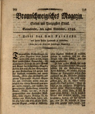 Braunschweigisches Magazin (Braunschweigische Anzeigen) Samstag 24. November 1798