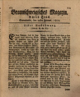 Braunschweigisches Magazin (Braunschweigische Anzeigen) Samstag 22. Februar 1800