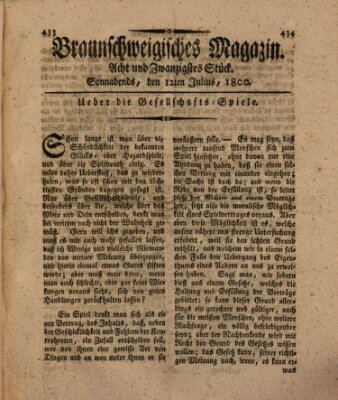 Braunschweigisches Magazin (Braunschweigische Anzeigen) Samstag 12. Juli 1800