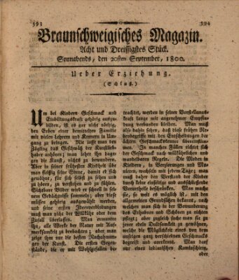 Braunschweigisches Magazin (Braunschweigische Anzeigen) Samstag 20. September 1800