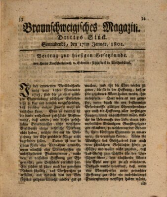 Braunschweigisches Magazin (Braunschweigische Anzeigen) Samstag 17. Januar 1801