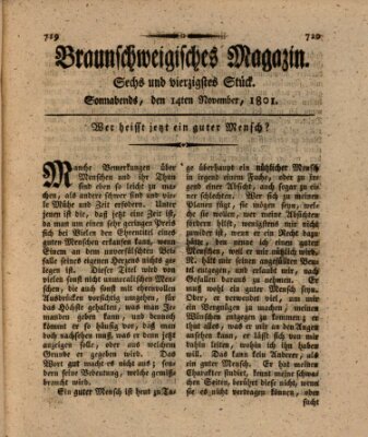 Braunschweigisches Magazin (Braunschweigische Anzeigen) Samstag 14. November 1801