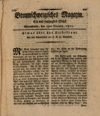 Braunschweigisches Magazin (Braunschweigische Anzeigen) Samstag 19. Dezember 1801