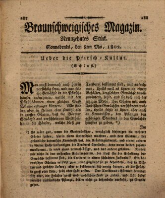 Braunschweigisches Magazin (Braunschweigische Anzeigen) Samstag 8. Mai 1802