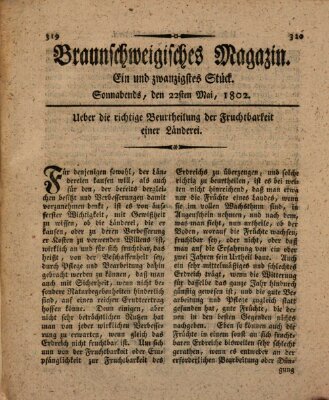 Braunschweigisches Magazin (Braunschweigische Anzeigen) Samstag 22. Mai 1802