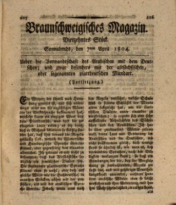 Braunschweigisches Magazin (Braunschweigische Anzeigen) Samstag 7. April 1804
