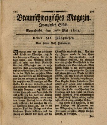Braunschweigisches Magazin (Braunschweigische Anzeigen) Samstag 19. Mai 1804