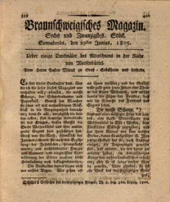 Braunschweigisches Magazin (Braunschweigische Anzeigen) Samstag 29. Juni 1805