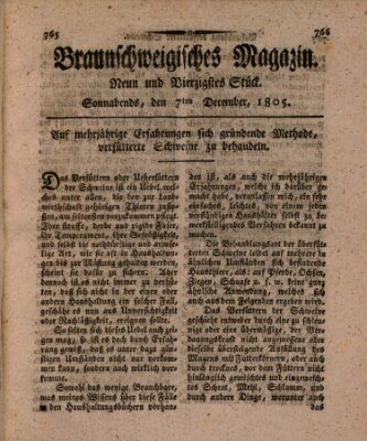 Braunschweigisches Magazin (Braunschweigische Anzeigen) Samstag 7. Dezember 1805