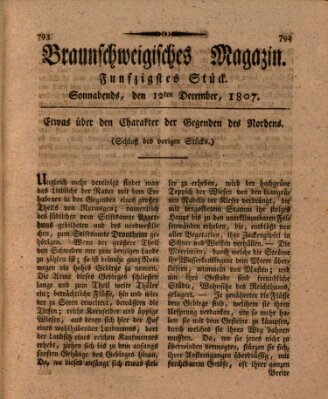 Braunschweigisches Magazin (Braunschweigische Anzeigen) Samstag 12. Dezember 1807