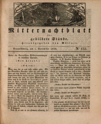 Mitternachtblatt für gebildete Stände Mittwoch 1. November 1826