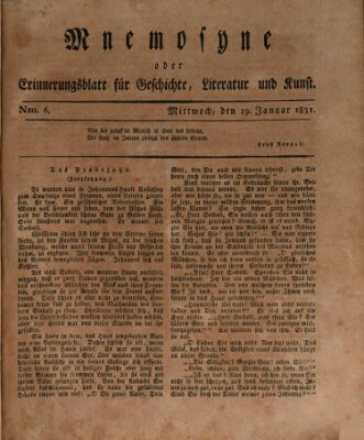 Mnemosyne (Neue Würzburger Zeitung) Mittwoch 19. Januar 1831