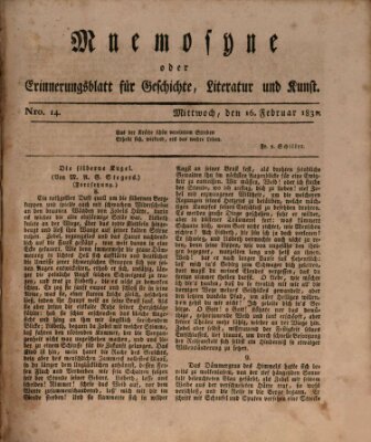 Mnemosyne (Neue Würzburger Zeitung) Mittwoch 16. Februar 1831