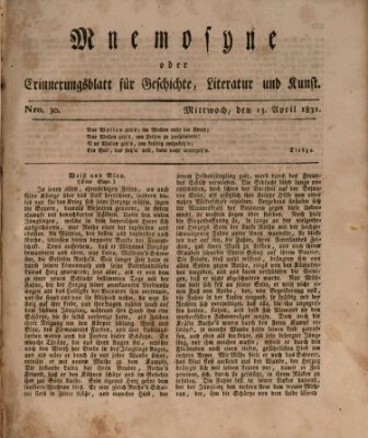 Mnemosyne (Neue Würzburger Zeitung) Mittwoch 13. April 1831