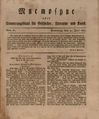 Mnemosyne (Neue Würzburger Zeitung) Sonntag 31. Juli 1831