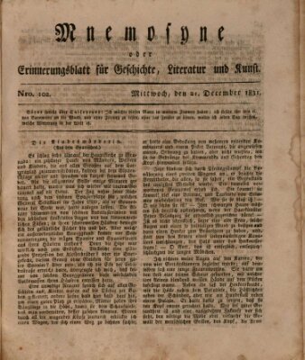 Mnemosyne (Neue Würzburger Zeitung) Mittwoch 21. Dezember 1831