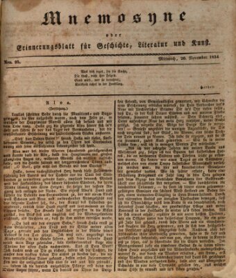 Mnemosyne (Neue Würzburger Zeitung) Mittwoch 26. November 1834