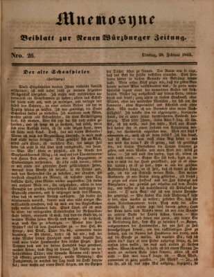 Mnemosyne (Neue Würzburger Zeitung) Dienstag 28. Februar 1843
