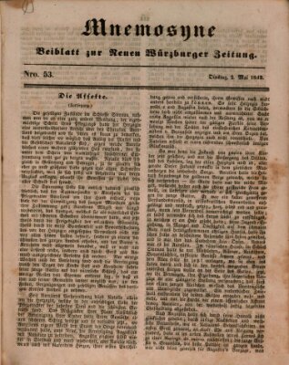 Mnemosyne (Neue Würzburger Zeitung) Dienstag 2. Mai 1843