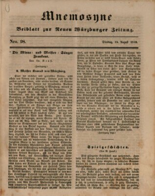 Mnemosyne (Neue Würzburger Zeitung) Dienstag 15. August 1843
