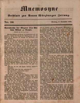 Mnemosyne (Neue Würzburger Zeitung) Sonntag 3. September 1843