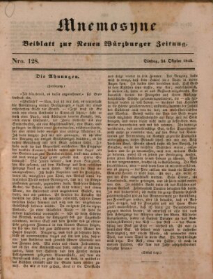 Mnemosyne (Neue Würzburger Zeitung) Dienstag 24. Oktober 1843