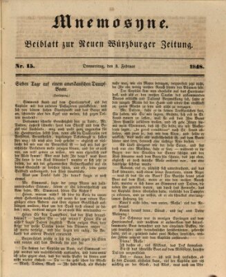 Mnemosyne (Neue Würzburger Zeitung) Donnerstag 3. Februar 1848
