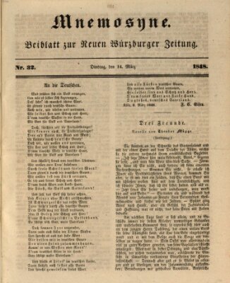 Mnemosyne (Neue Würzburger Zeitung) Dienstag 14. März 1848