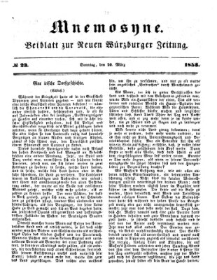 Mnemosyne (Neue Würzburger Zeitung) Sonntag 20. März 1853