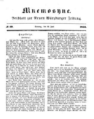 Mnemosyne (Neue Würzburger Zeitung) Sonntag 19. Juni 1853